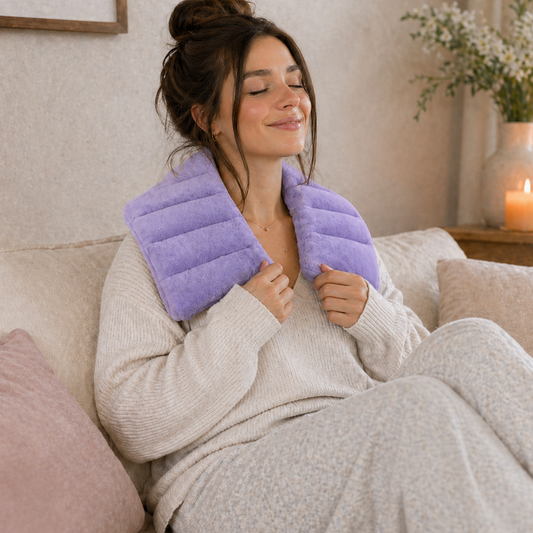 Microwave Heat Pack for Pain Relief – Neck & Shoulder Heating Pad with Flaxseed & Clay Beads