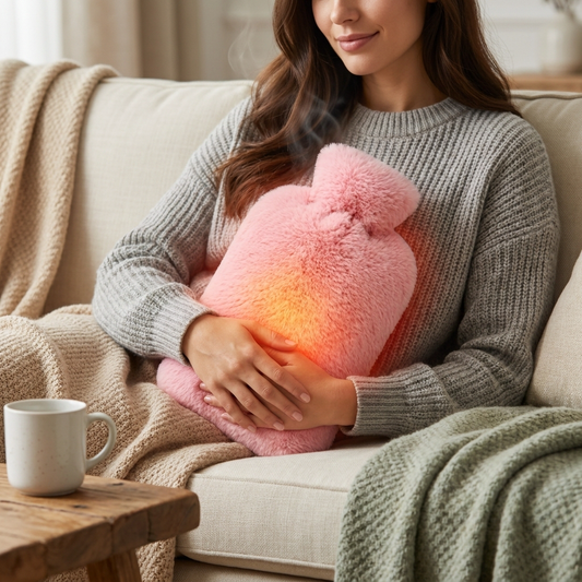 Fluffy Hot Water Bottle with Soft Cover – Large Capacity Heat Pack for Pain Relief, Cramps & Winter Warmth